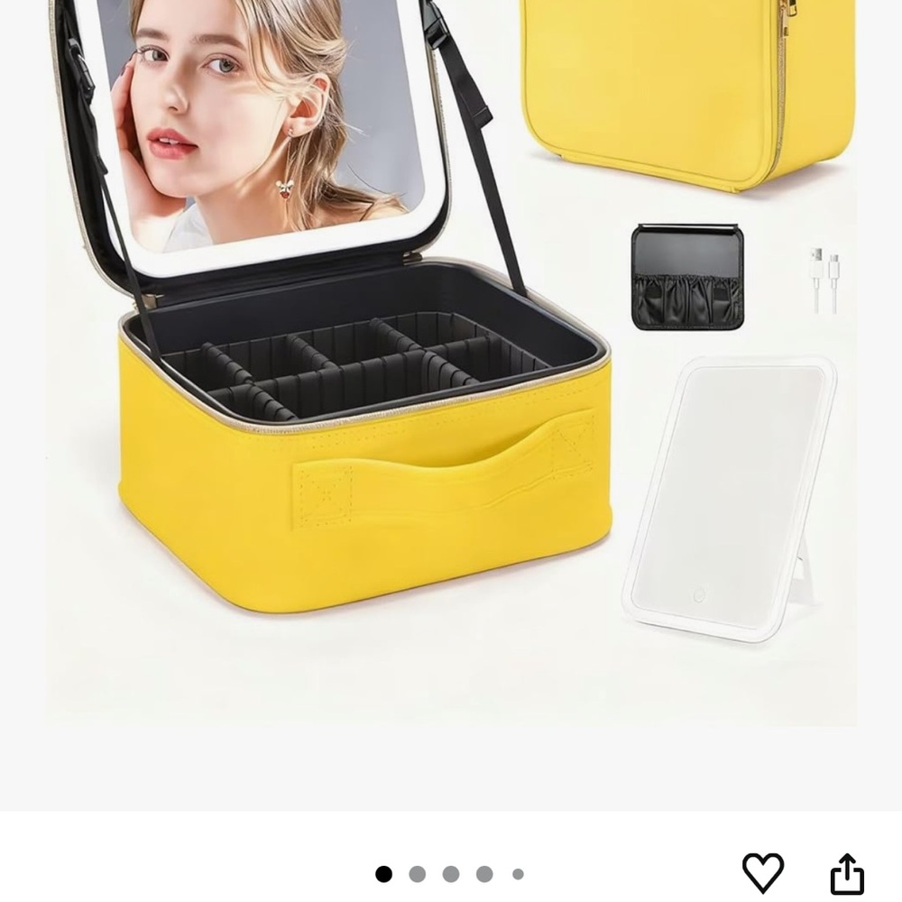 Yellow Makeup Organizer with Mirror